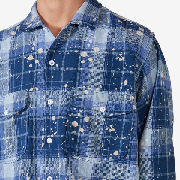 Work Shirt Discharge Print Classic Fit Blue