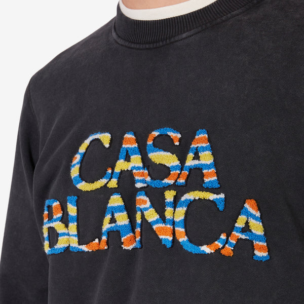 Ange de Jour Stacked Logo Chenille Sweatshirt Faded Black