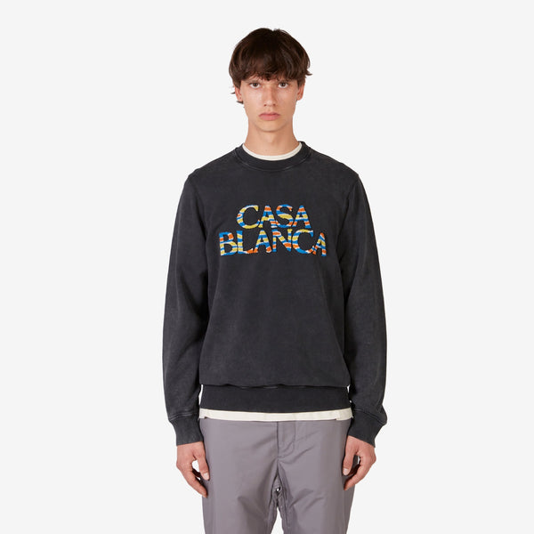 Ange de Jour Stacked Logo Chenille Sweatshirt Faded Black