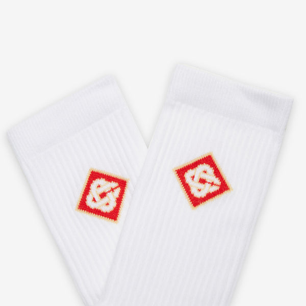 Logo Ribbed Sport Sock White