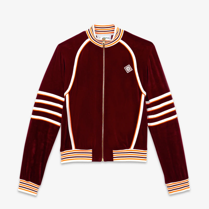 Racing Velour Tracksuit Top Burgundy