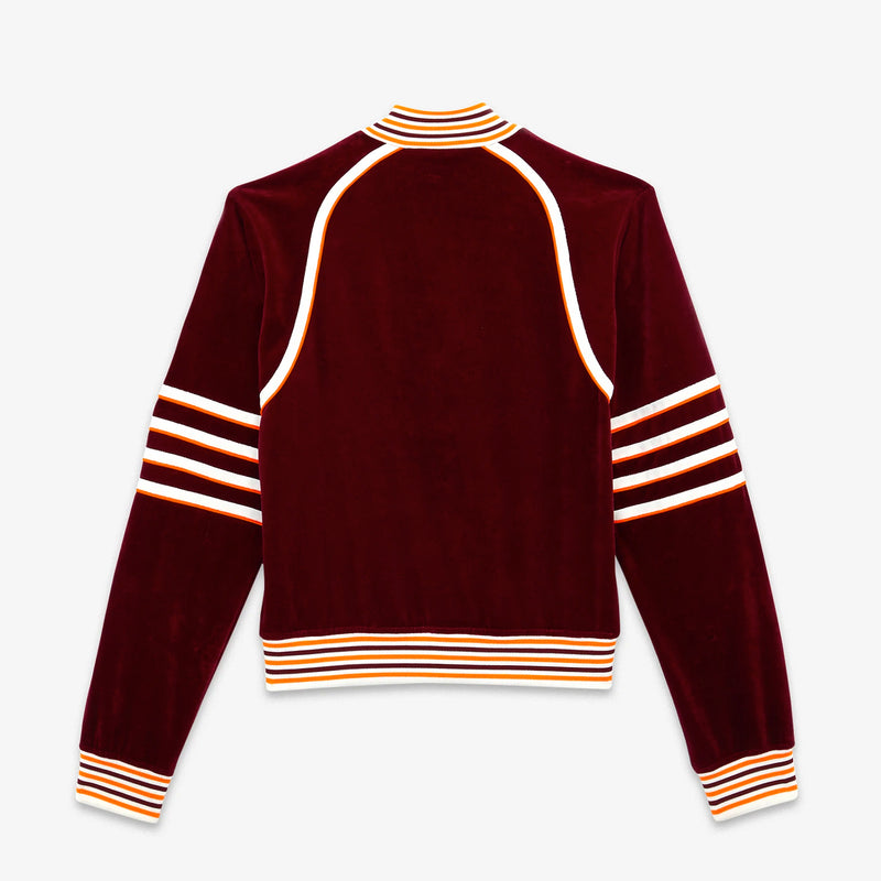 Racing Velour Tracksuit Top Burgundy