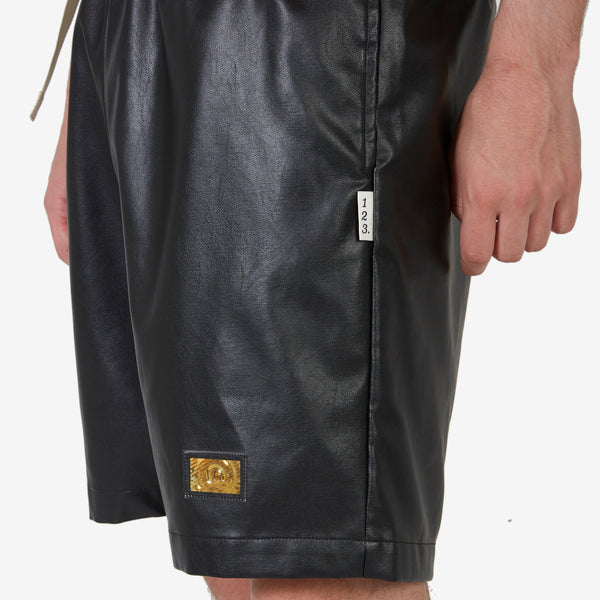Abc. 123. Faux Leather Work Shorts Black