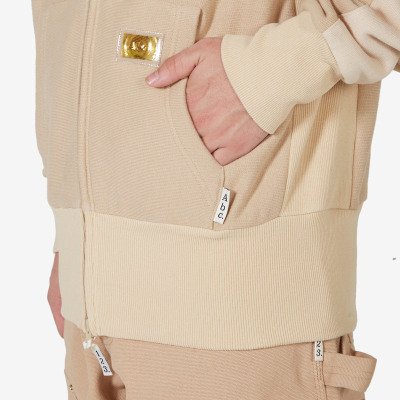 Abc. 123. Tri-Tone Zip Up Hoodie Feldspar Ecru Jackets