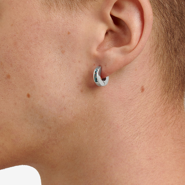 Princess Cut Hoop Earrings Blue