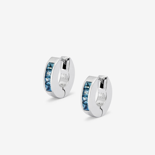 Princess Cut Hoop Earrings Blue