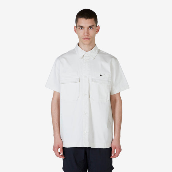 Woven Military Short Sleeve Button-Down Shirt Phantom | Black