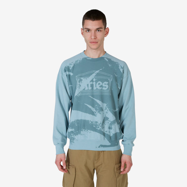 Sunbleached Cross Grain Temple Sweatshirt Grey | Blue