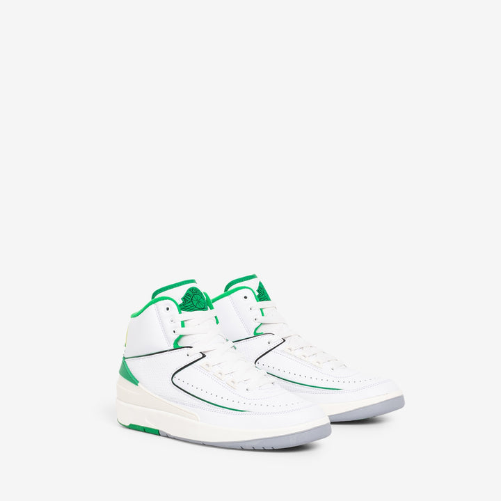 Grade School Air Jordan 2 Retro White | Lucky Green | Sail | Lt Steel Grey Front
