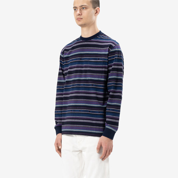 Longsleeve Pocket Tee Indigo Native Stripe Purple