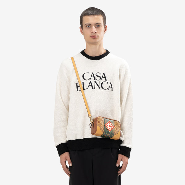 Terry Colour Block Embroidered Sweatshirt Off White | Black
