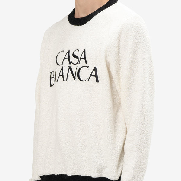 Terry Colour Block Embroidered Sweatshirt Off White | Black