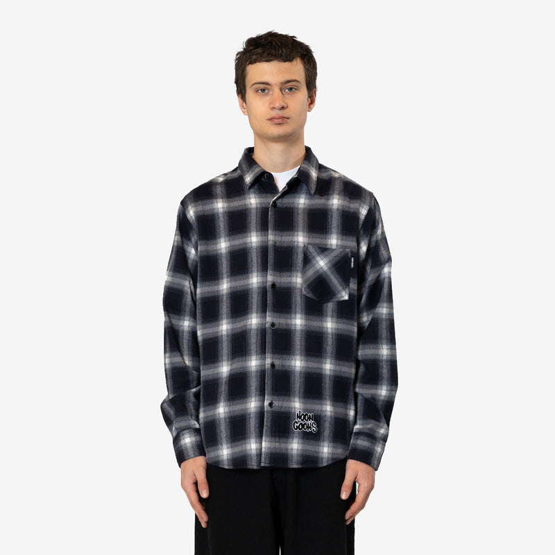 Gonzo Flannel Shirt Dark Navy | White