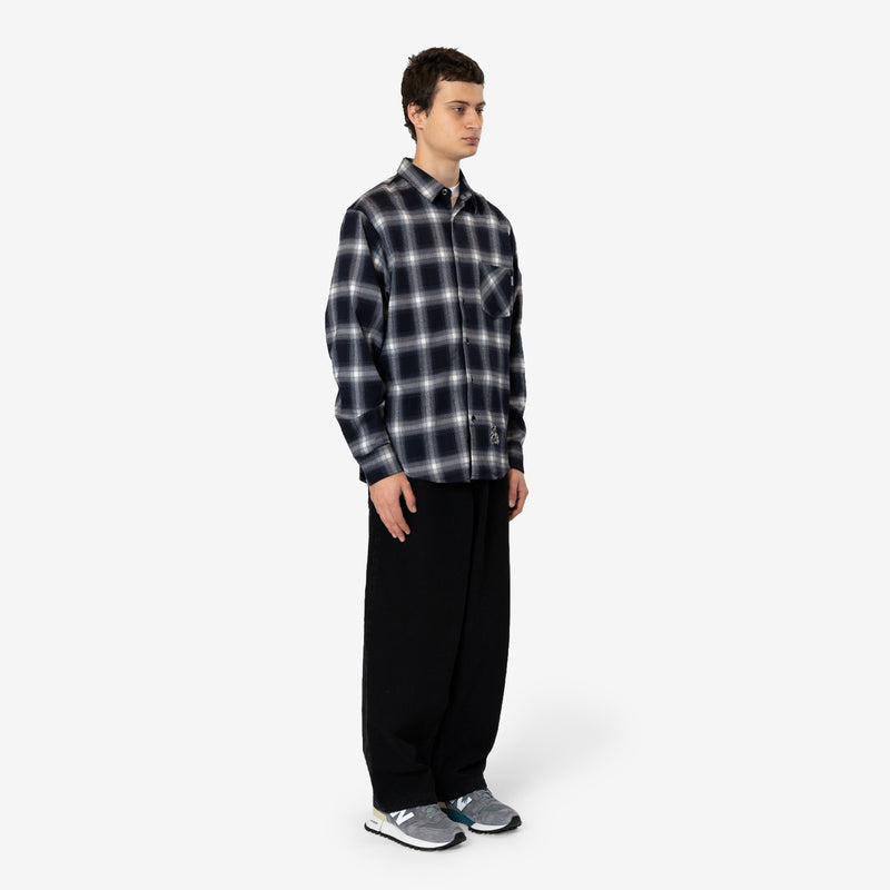 Gonzo Flannel Shirt Dark Navy | White