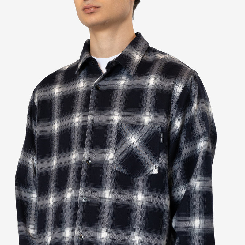 Gonzo Flannel Shirt Dark Navy | White