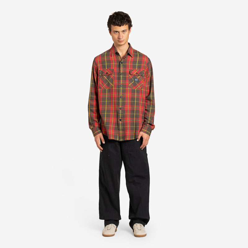 Custom Fit Plaid Flannel Workshirt 5477 Red | Grey Multi