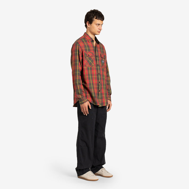 Custom Fit Plaid Flannel Workshirt 5477 Red | Grey Multi