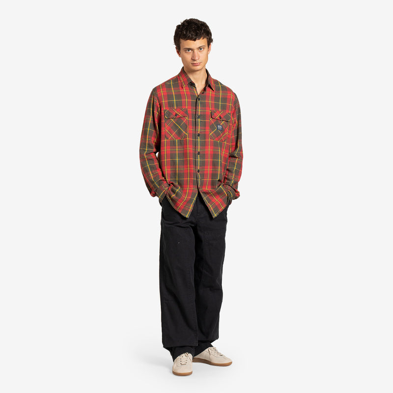 Custom Fit Plaid Flannel Workshirt 5477 Red | Grey Multi