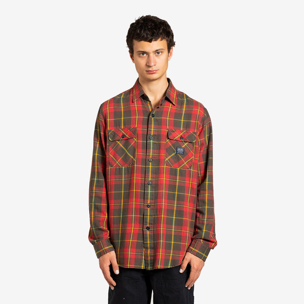 Custom Fit Plaid Flannel Workshirt 5477 Red | Grey Multi