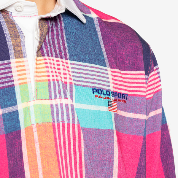 Classic Fit Polo Sport Rugby Shirt Pink Madras