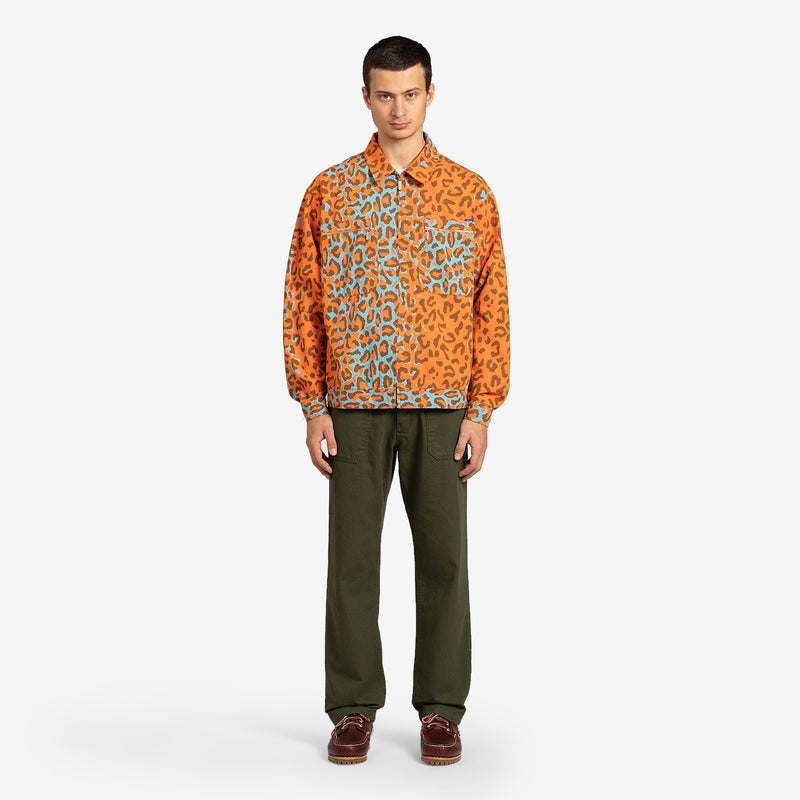 Cargo Collared Military Jacket Printed Leopard