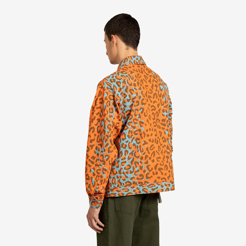 Cargo Collared Military Jacket Printed Leopard