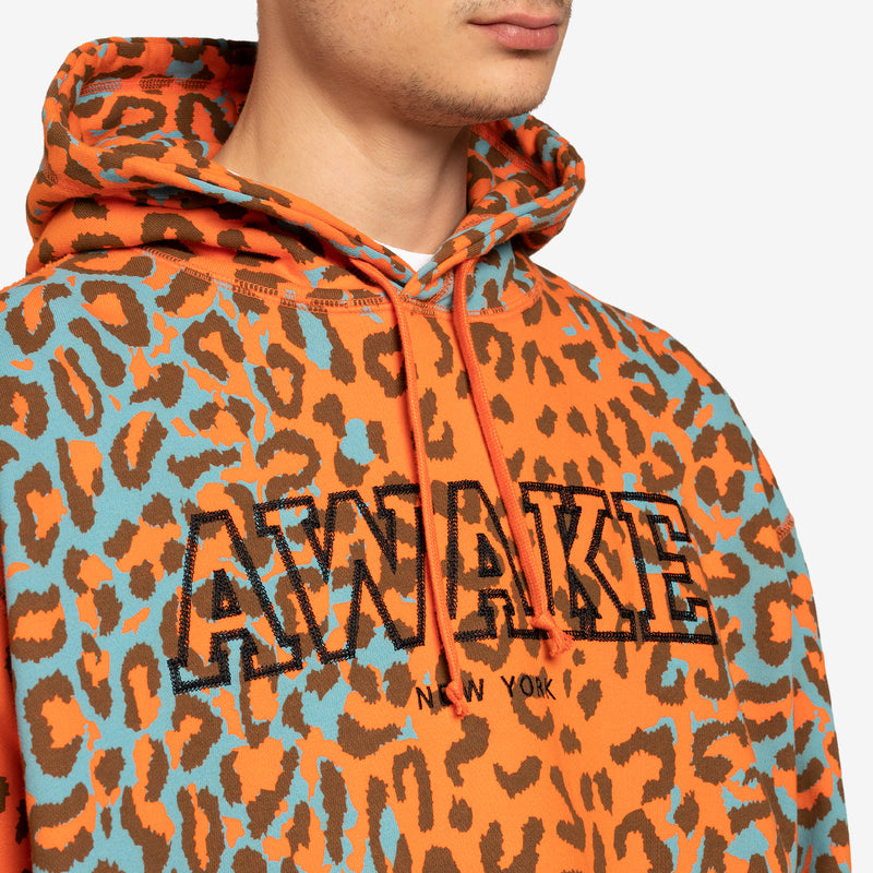 Military Logo Embroidered Hoodie Printed Leopard