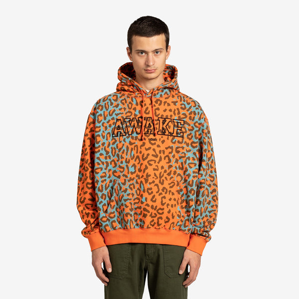 Military Logo Embroidered Hoodie Printed Leopard