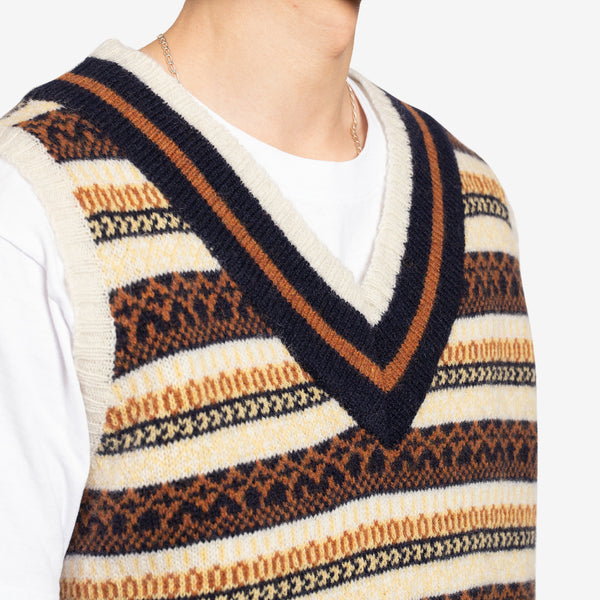 Gim Fair Isle Cricket Knit Vest Cream