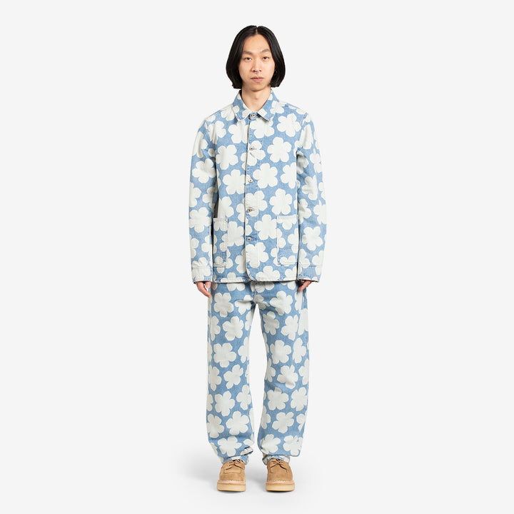 Printed Workwear Denim Jacket 'Hana Dots' Sky Blue Front