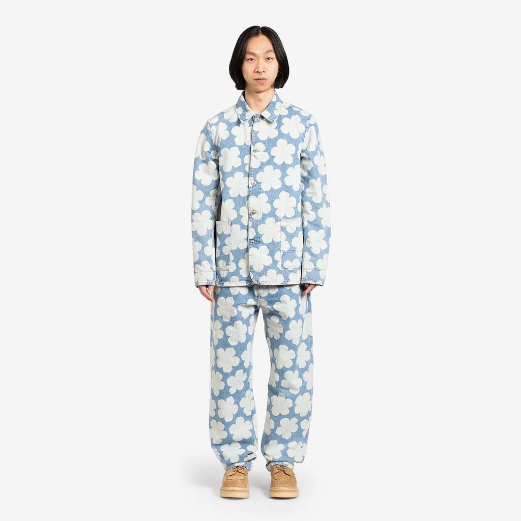 Printed Workwear Denim Jacket 'Hana Dots' Sky Blue – Above