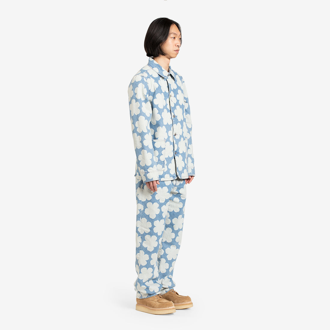 Printed Workwear Denim Jacket 'Hana Dots' Sky Blue Jackets