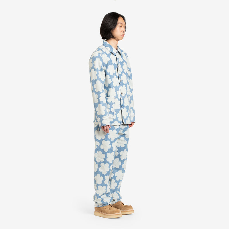 Printed Workwear Denim Jacket 'Hana Dots' Sky Blue