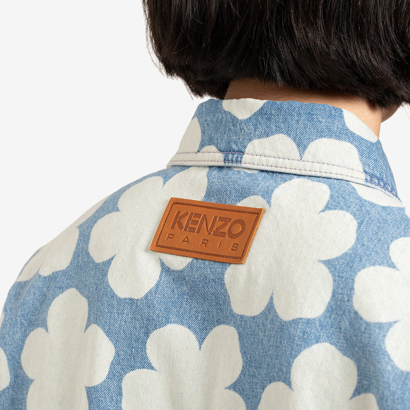 Printed Workwear Denim Jacket 'Hana Dots' Sky Blue