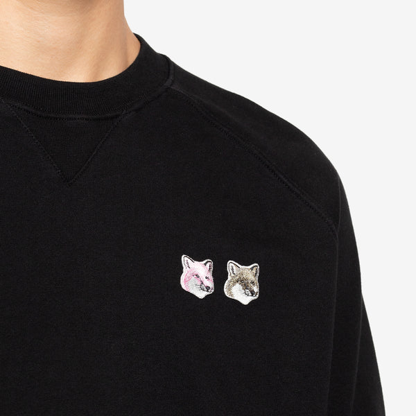 Monochrome Fox Head Patch Classic Sweatshirt Black