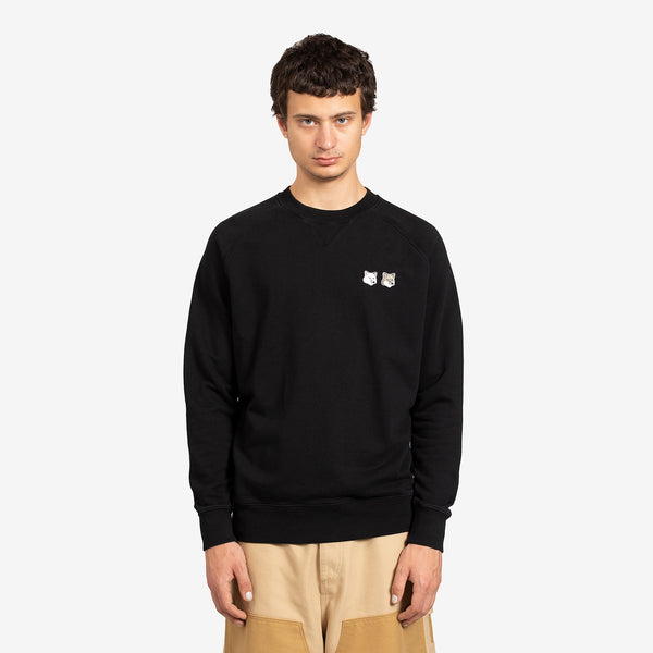 Monochrome Fox Head Patch Classic Sweatshirt Black