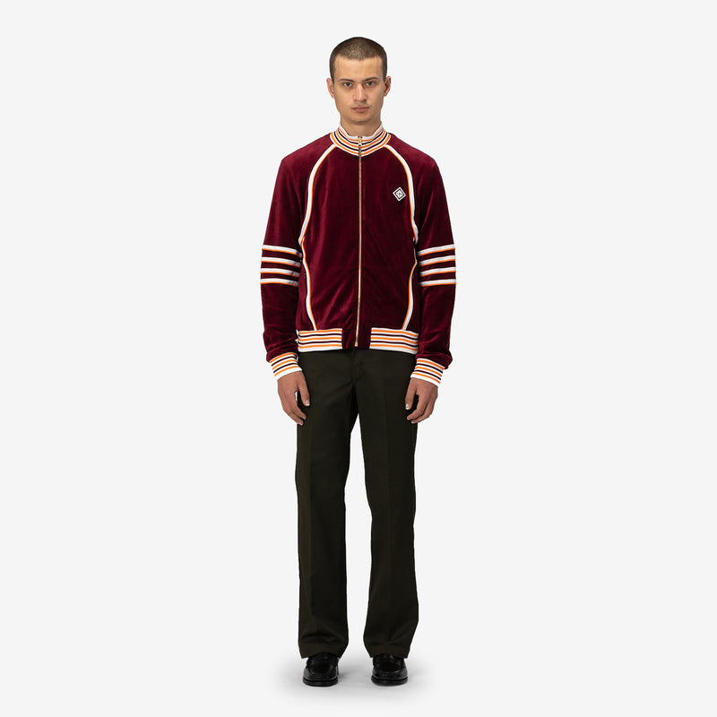 Racing Velour Tracksuit Top Burgundy
