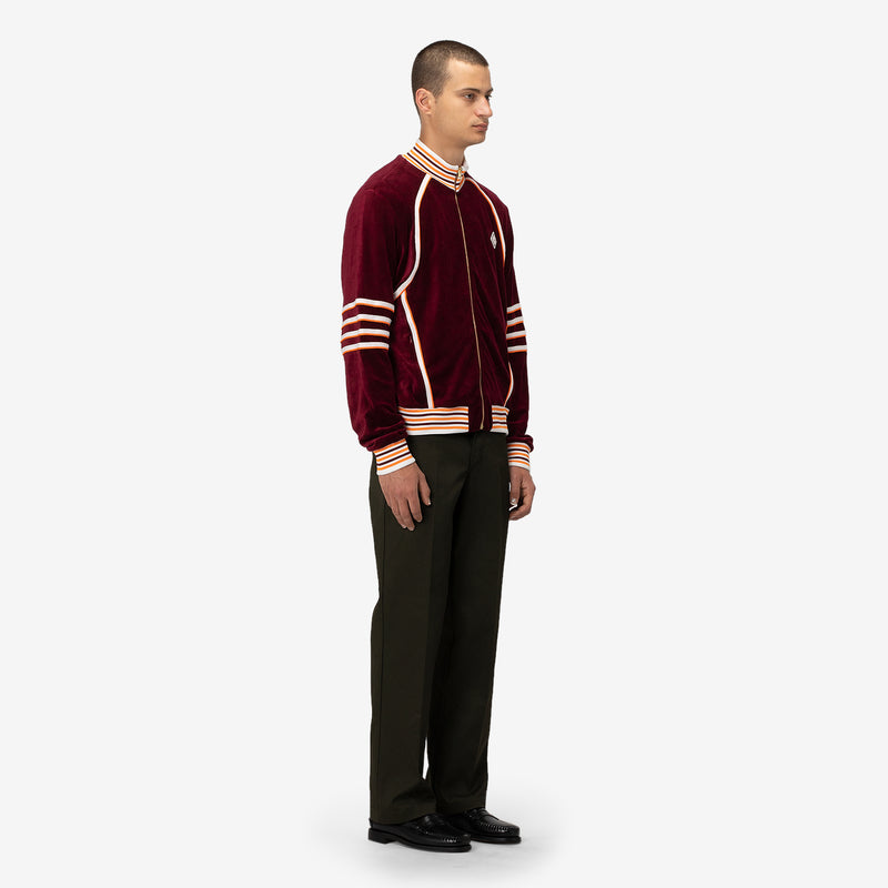 Racing Velour Tracksuit Top Burgundy