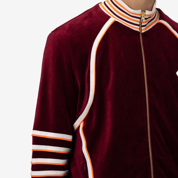 Racing Velour Tracksuit Top Burgundy