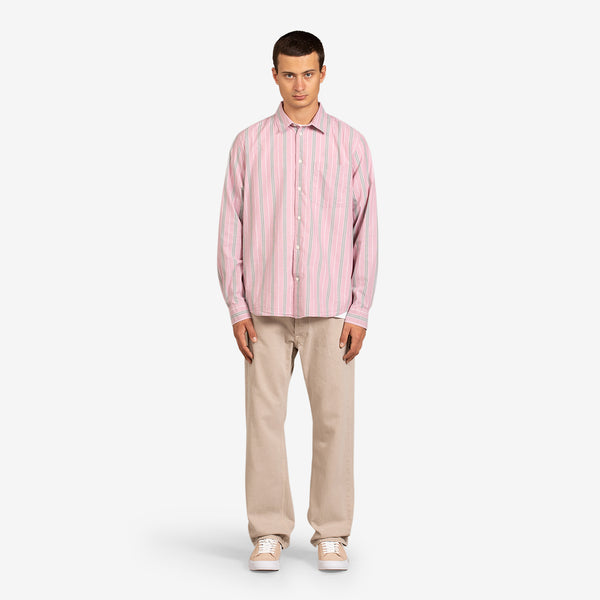 Timothy Poplin Stripe Shirt Dusty Pink