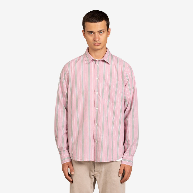 Timothy Poplin Stripe Shirt Dusty Pink