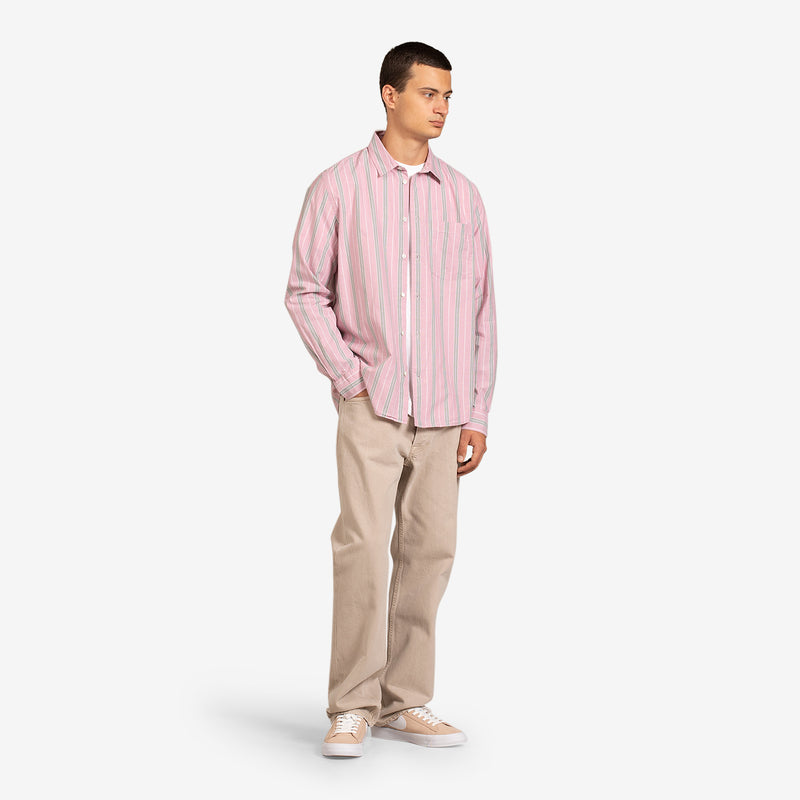 Timothy Poplin Stripe Shirt Dusty Pink