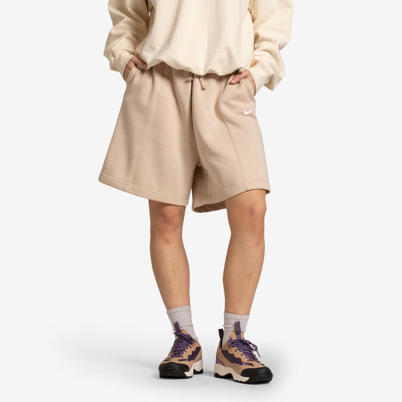 Women's Fleece High-Rise Shorts Sand drift | White