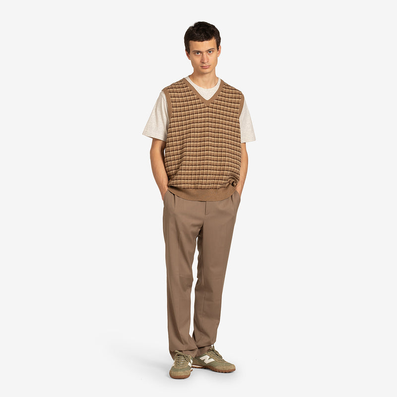 Checked Cotton-Cashmere Sweater Vest Camel | Multi