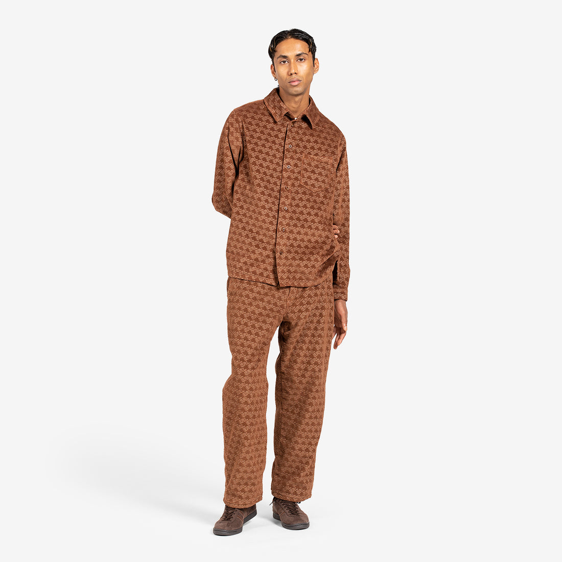 Corduroy Embossed Shirt Woven Brown Shirts