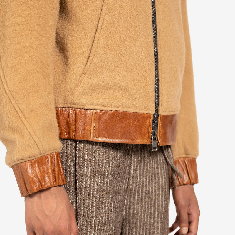 Wool Leather Jacket Beige