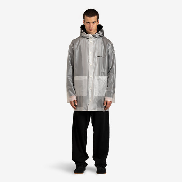 Transparent Graphic Print Rain Jacket