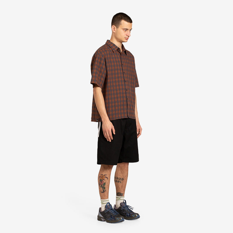 SS Beach Shirt Brown | Grey Check