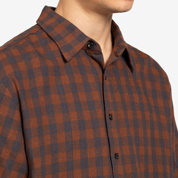 SS Beach Shirt Brown | Grey Check