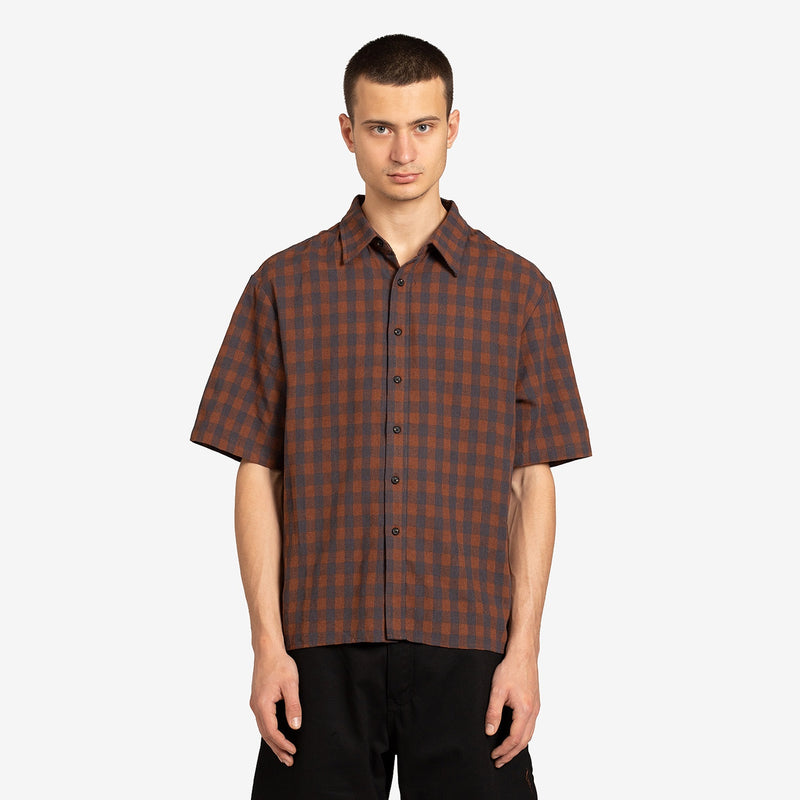 SS Beach Shirt Brown | Grey Check